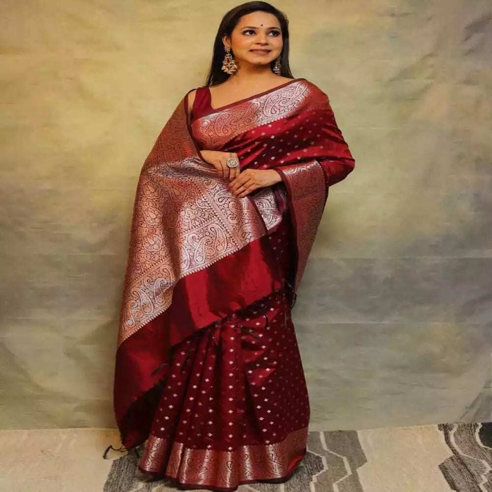 Banarasi Soft Silk Party Wear Saree With Blouse