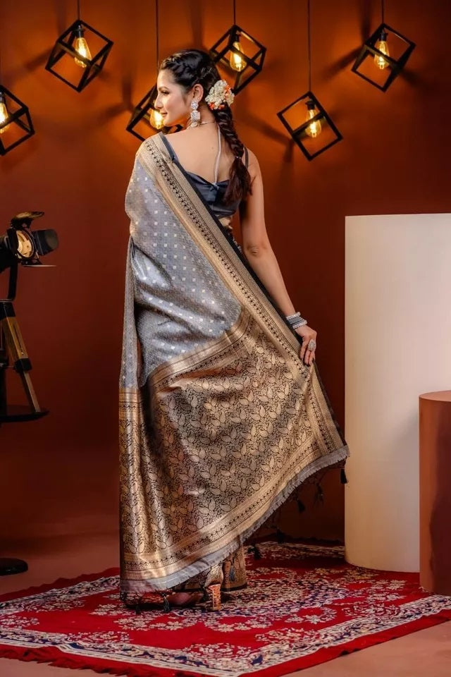 Banarasi Soft Silk Sari Full Brocade Blouse