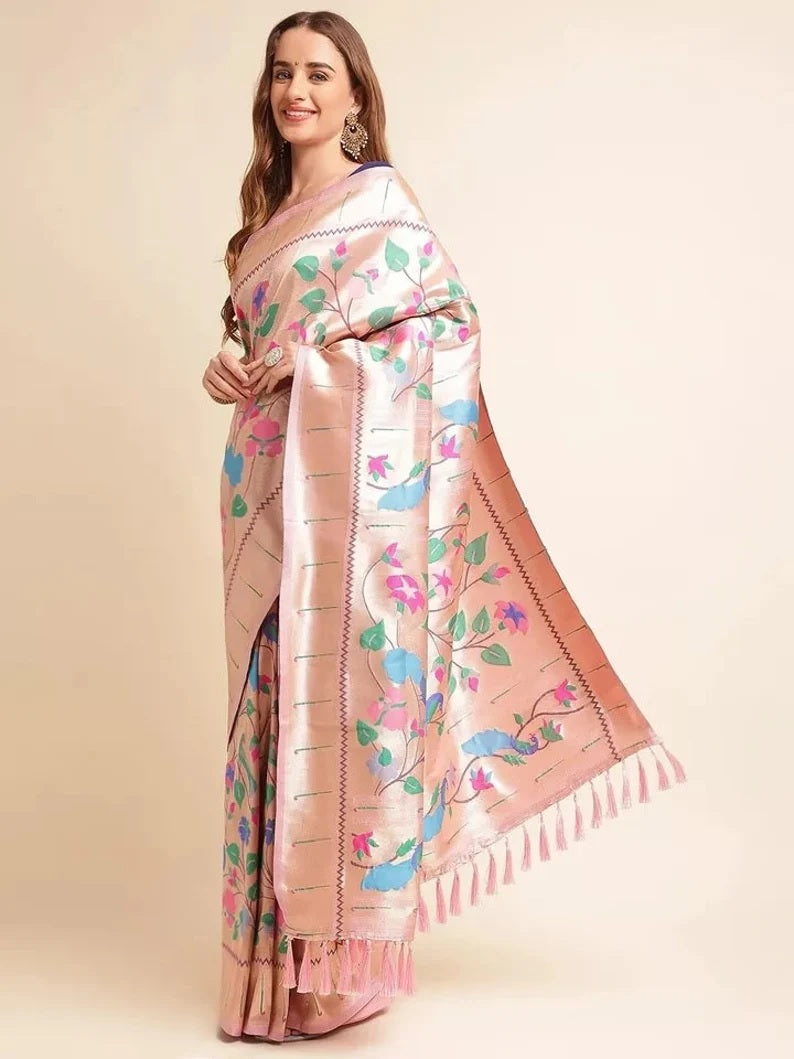 Banarasi Soft Silk Paithani Saree With Blouse