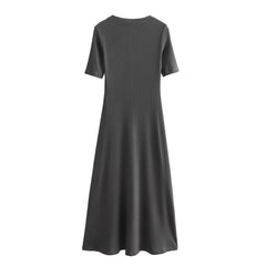 A-line hem ribbed dress